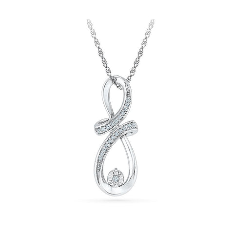 Silver Attractive Pendant with Prong Set Round  Diamonds