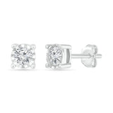 Minimal Solitaire Diamond Stud Earrings