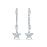 Hanging Star Diamond Hoop Earrings
