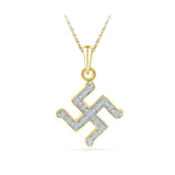 Slant Swastika Multi Diamond Pendant