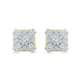 Dainty Diamond Square Stud Earrings
