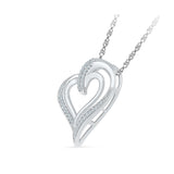 Heart Twain Diamond Silver Necklace