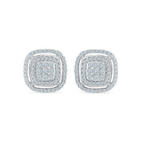 Square Accent Diamond Stud Earrings