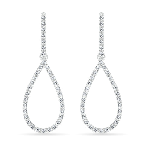 Stylish Drop Cutout Dangler Diamond Earrings