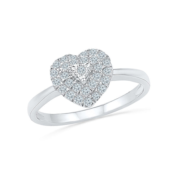 14kt / 18kt white and yellow gold Heart Stare Everyday Diamond Ring in Prong and Miracle setting online for women