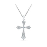 Silver Cross Diamond pendant in Prong Setting