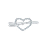 Spacious Heart Everyday Diamond Silver Ring