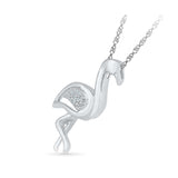 Flamingo Love Diamond Silver Pendant