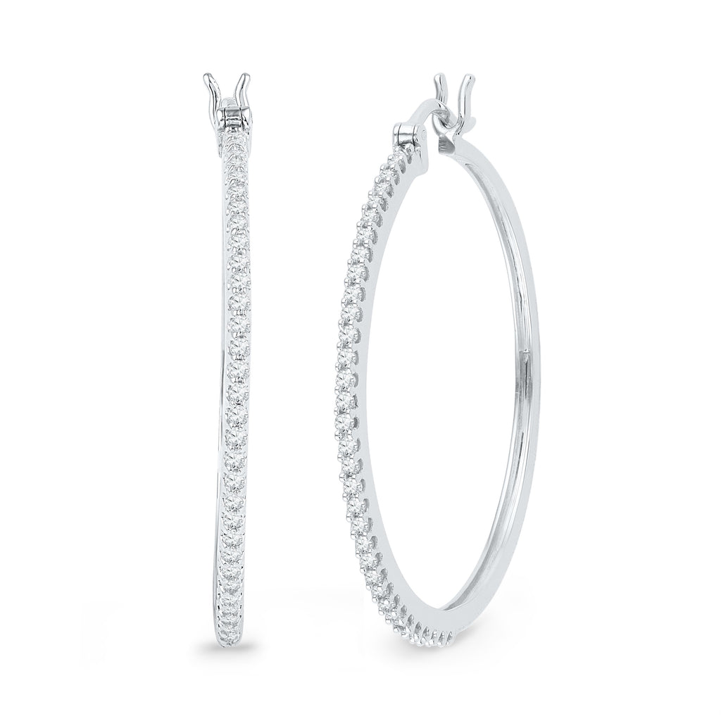 Certified 10k White Gold Round Cut White Diamond Earrings 0.15 ct. tw. -  DiamondStuds.com