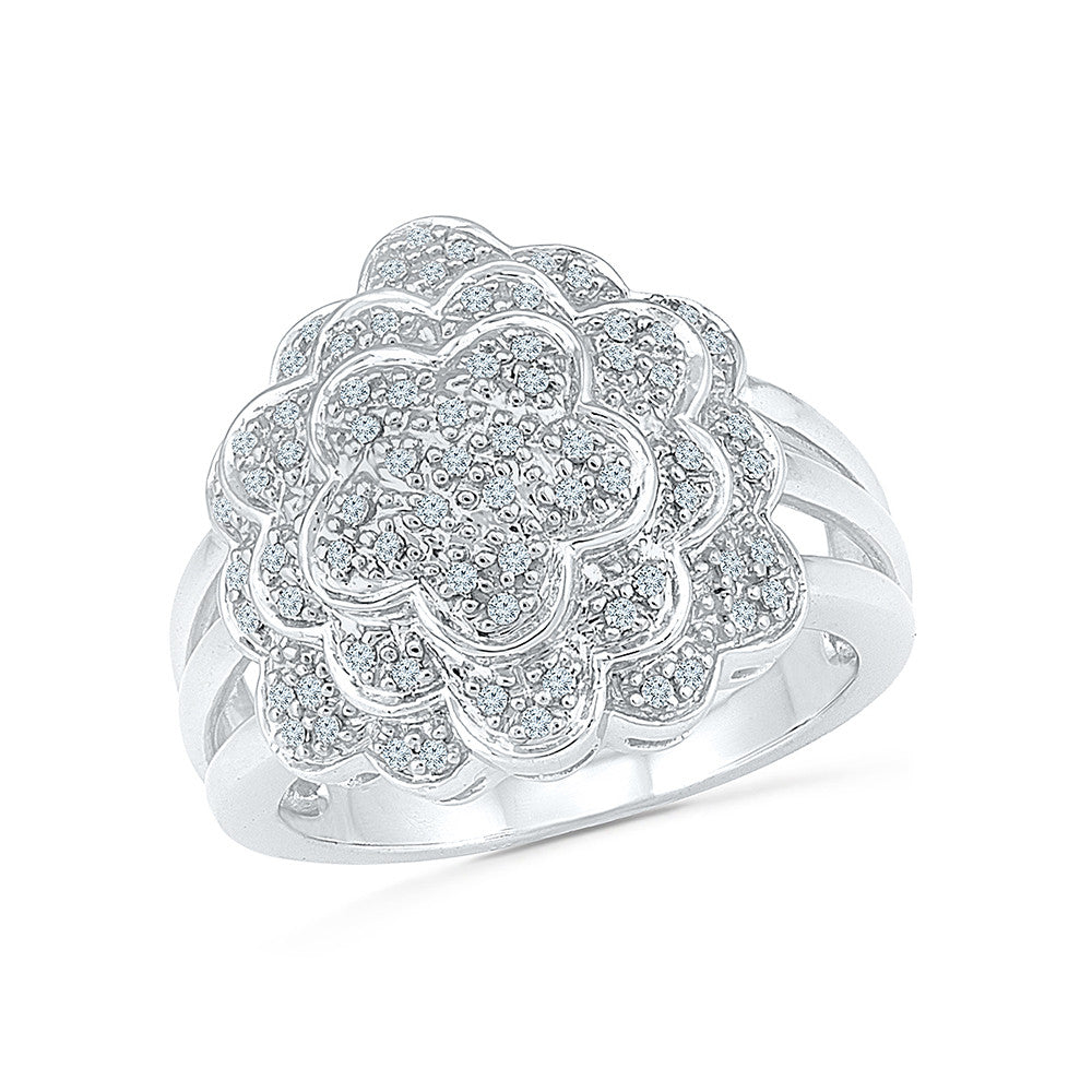 18ct White Gold Diamond Flower Cluster Ring