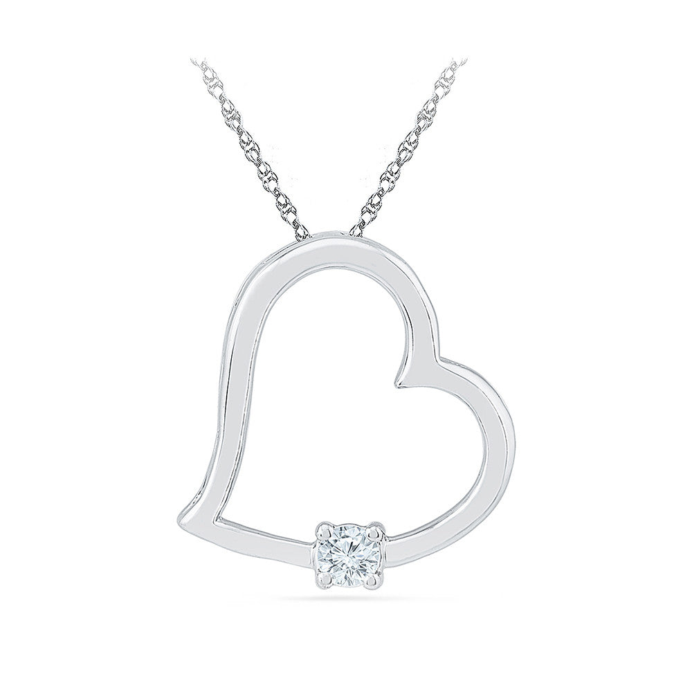 14KT White Gold Heart Necklace 0.07 CT. T.W. - Spence Diamonds