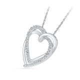 Twin Heart Diamond Silver Pendant