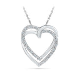 Silver Heart Diamond pendant in Prong Setting