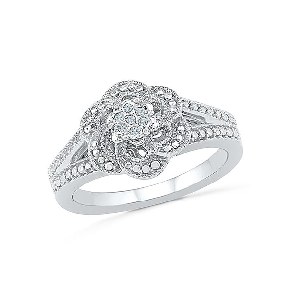 Silver Designer Cocktail Diamond Ring 