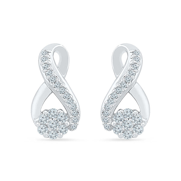 Floral Swing Diamond Stud Earrings