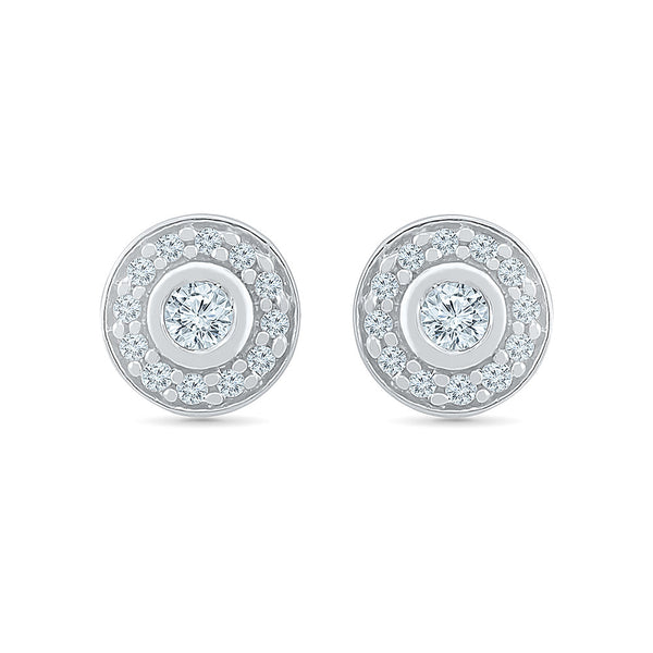 Elegant Circle Diamond Stud Earrings