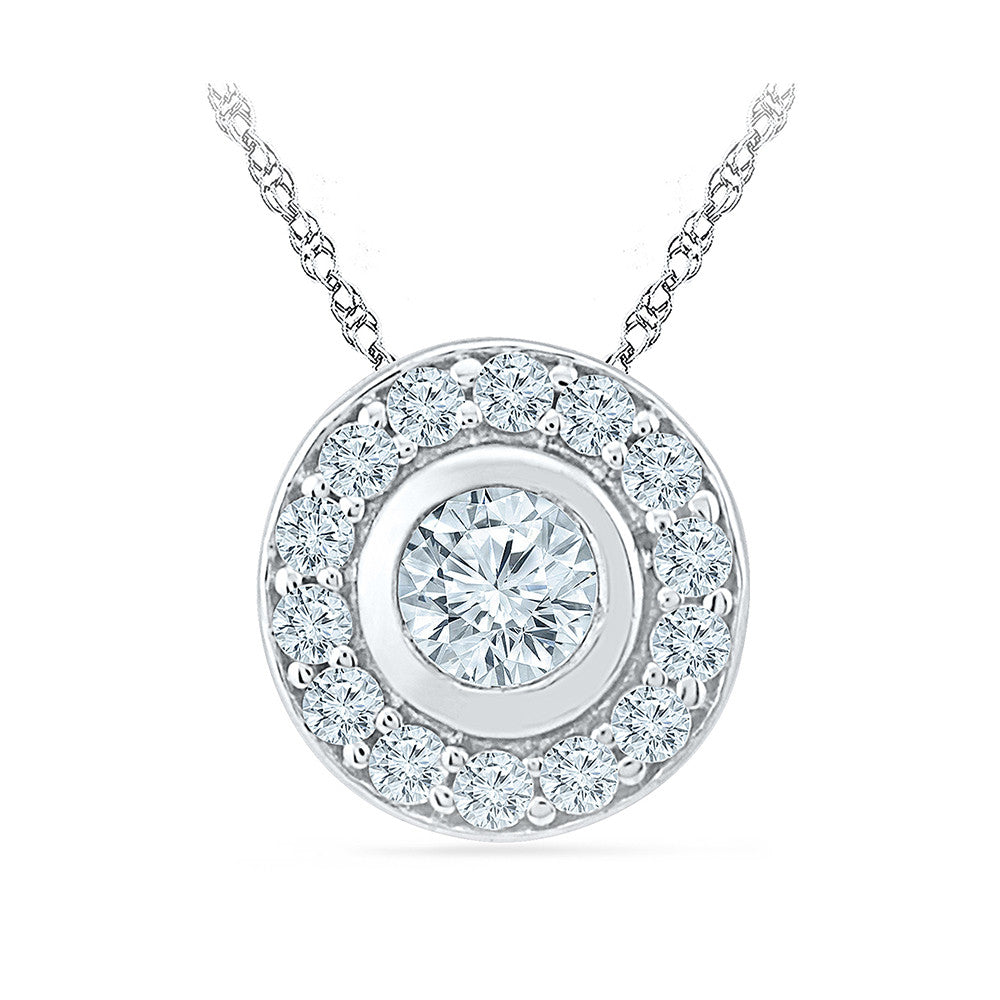 Baguette Cut Circle Diamond Pendant in 14k white gold – ASSAY