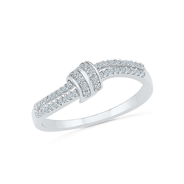 14kt / 18kt white and yellow gold Knot of Life Diamond Ring in PRONG and PAVE for women online