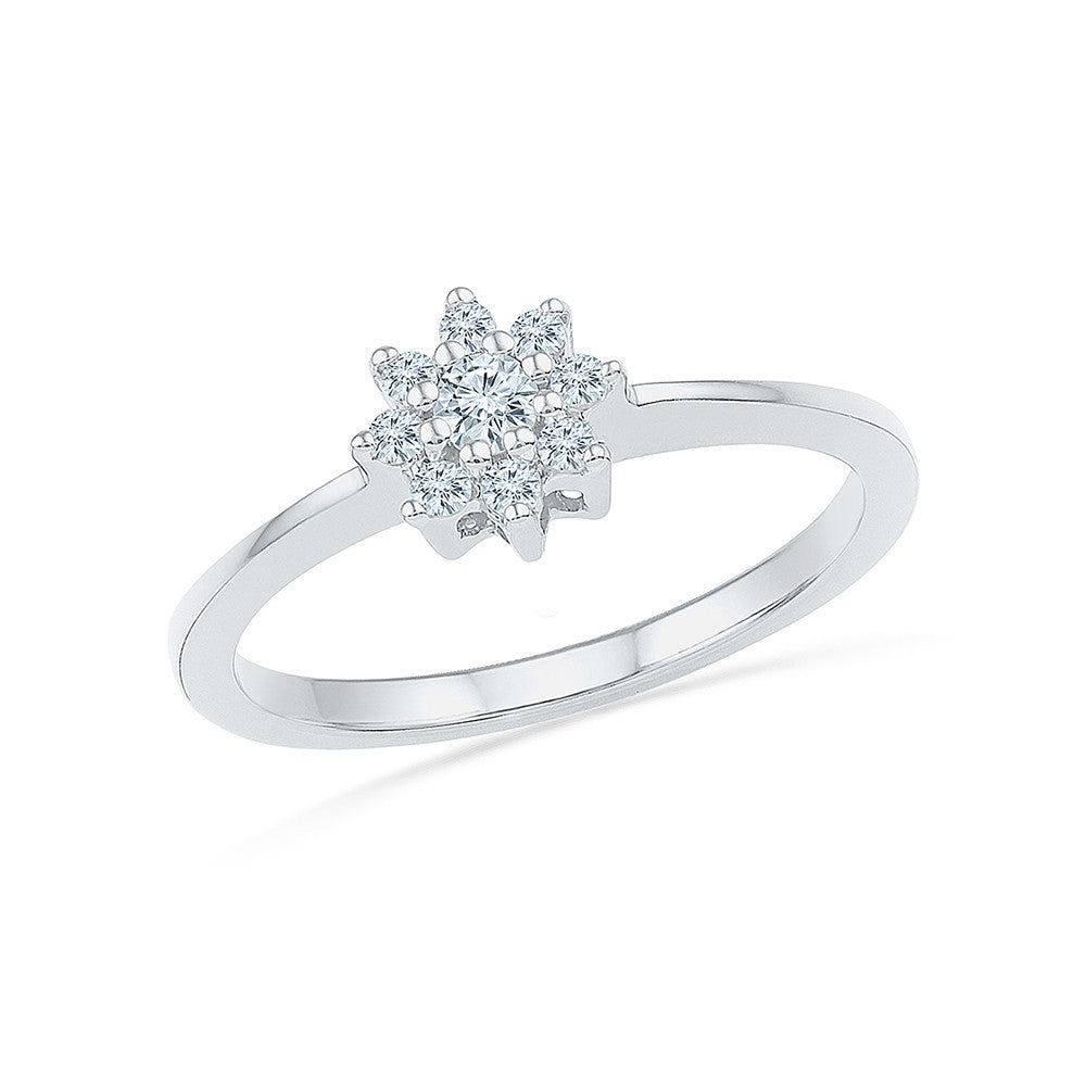 Flower Shaped Halo Engagement Ring | Jewelry by Johan - Jewelry by Johan