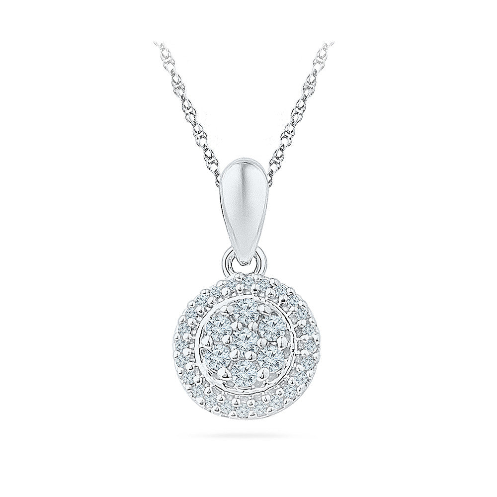 Round & Pear-Shaped Diamond Circle Pendant Necklace - Nuha Jewelers