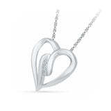 Fancy Open Heart Diamond Silver Pendant