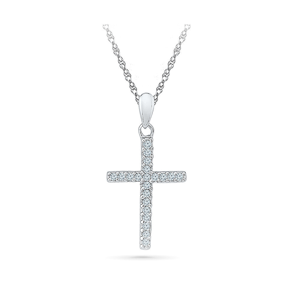 18K Yellow Gold Bezel Diamond Cross Necklace - Nazar's & Co. Jewelers