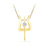 14k and 18k Gold One Stone Trishool Diamond Pendant in PRONG setting online for women