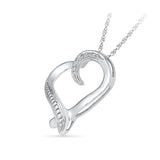 Tilted Heart Diamond Silver Pendant