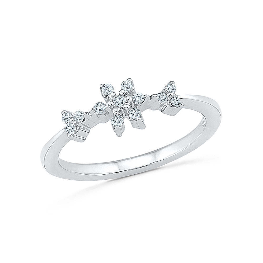 14K Gold Diamond Wedding Bands , Minimalist Diamond Cluster Ring, Stacking Diamond  Ring, Womens Diamond Wedding Rings