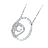 Intercircled Diamond Heart Silver Necklace