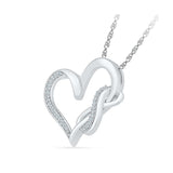 Interwined Infinity Heart Diamond Silver Pendant