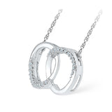 Two Intertwined Circle Diamond Silver Necklace