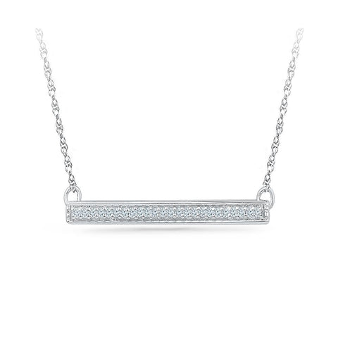 Elementary Bar Diamond Silver Necklace
