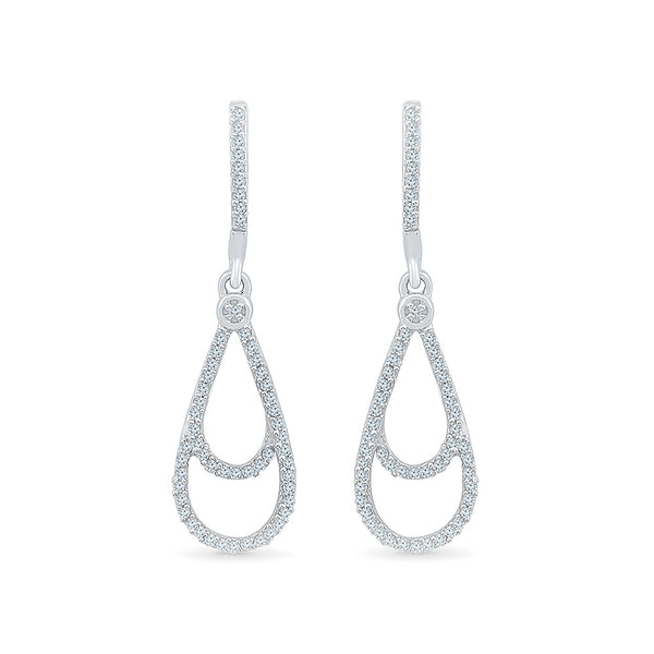 Twofold Teardrop Diamond Drop Earrings in 14k and 18k gold