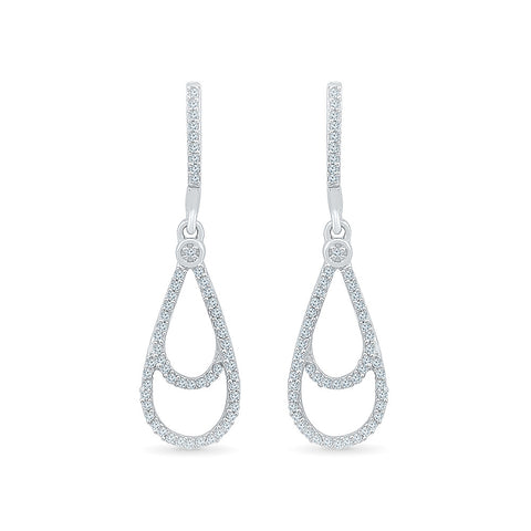 Twofold Teardrop Diamond Drop Earrings in 14k and 18k gold