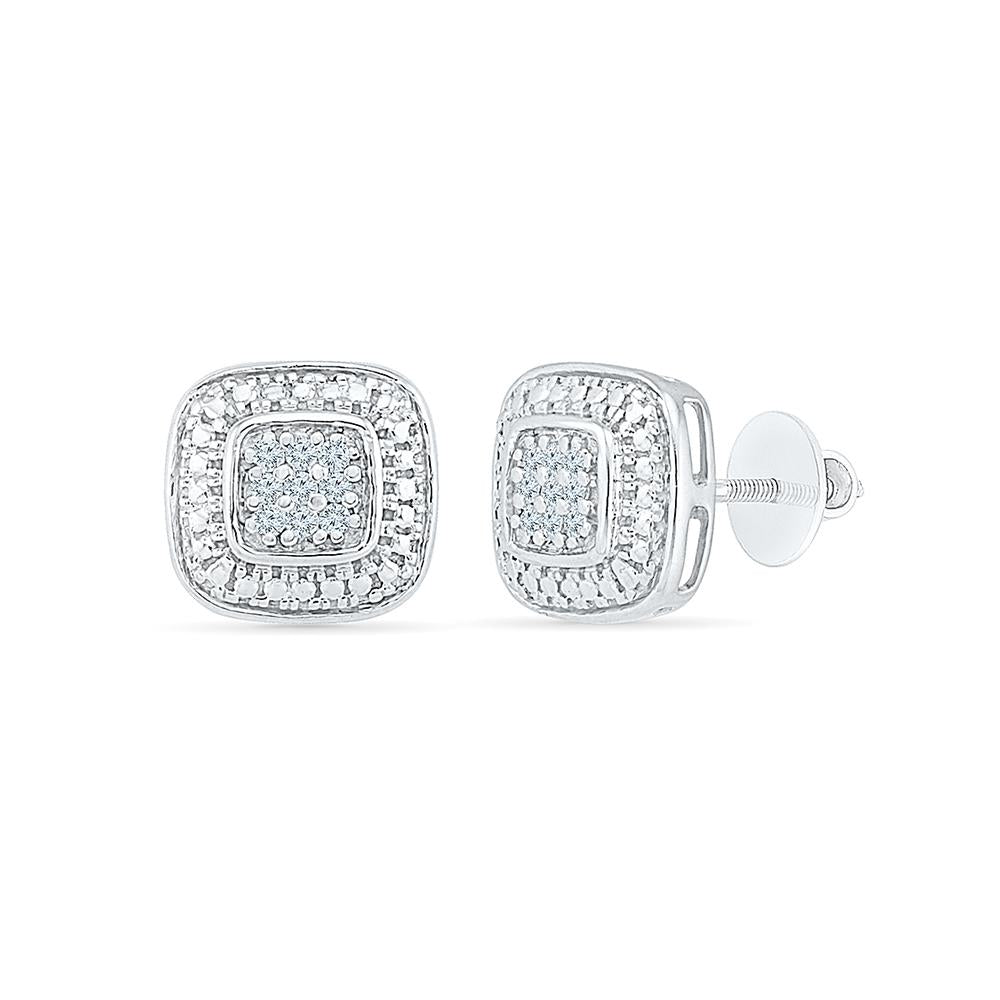 A PAIR OF CUSHION CUT DIAMOND DROP EARRINGSmounted in yellow and white gold  classic crown settings,