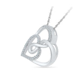 Dual Heart Infinity Diamond Silver Pendant