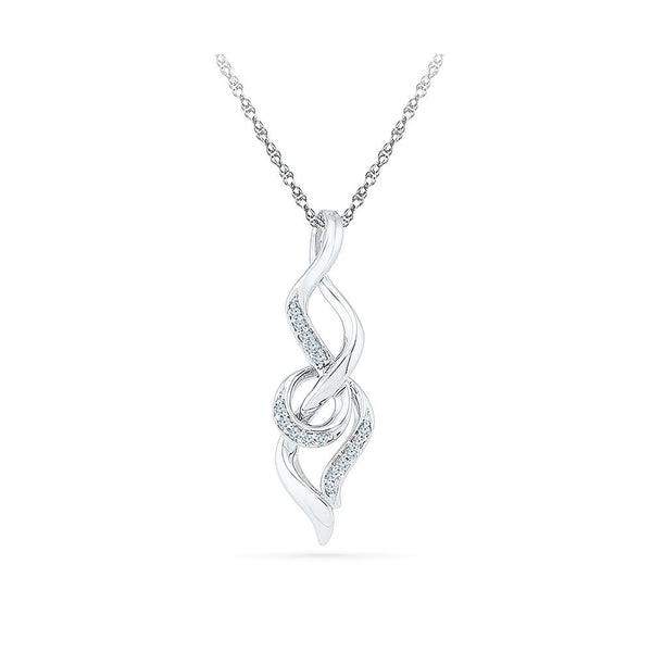 Silver Romantic Pendant with Prong Set Round Diamonds