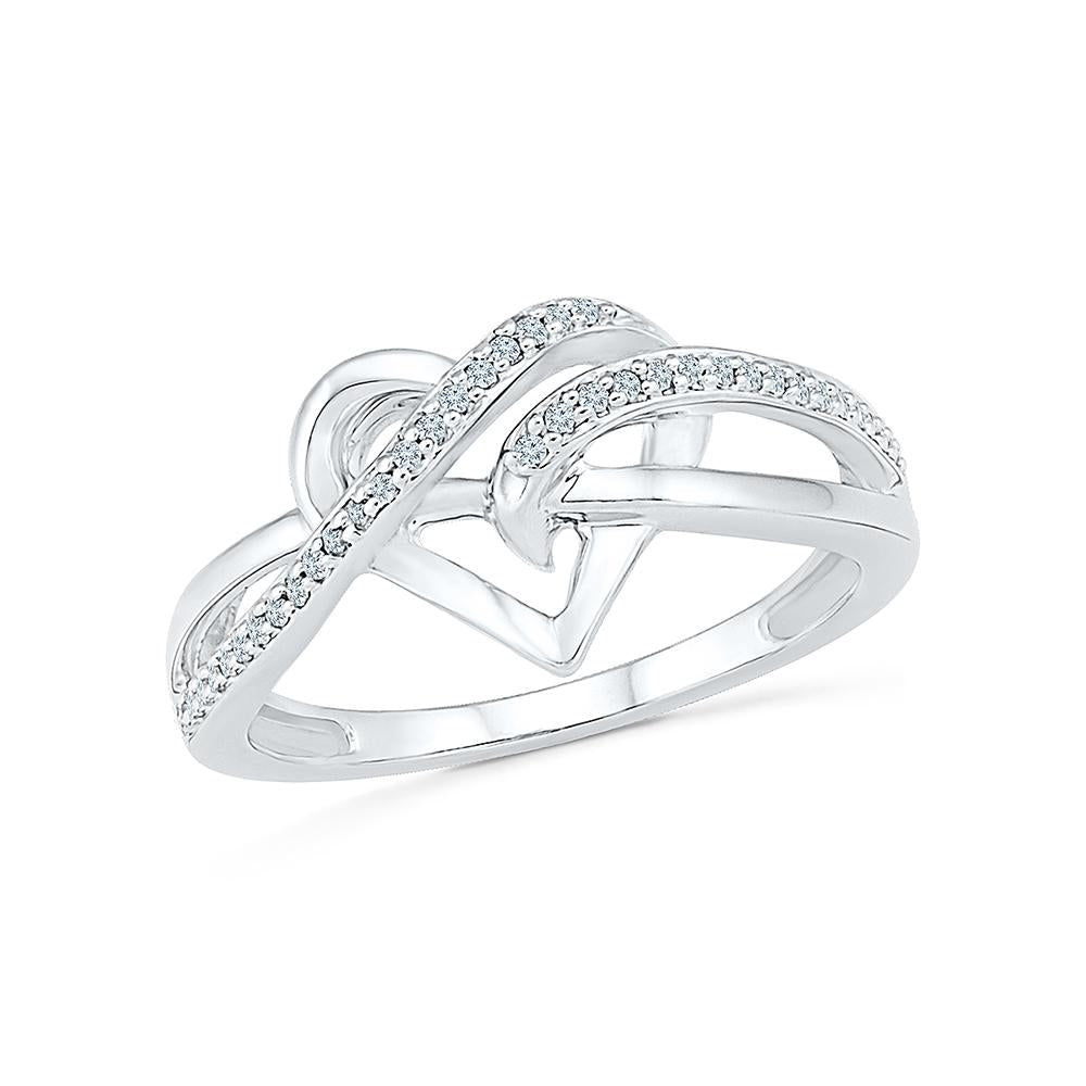 Sterling Silver with Natural White Diamond Heart Shape Promise Ring -  Walmart.com