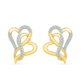 Dual Heart Diamond Stud Earrings