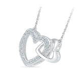 Petite Heart Holds Diamond Silver Necklace