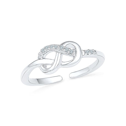 Friendship Knot Diamond Midi Silver Ring