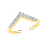 14kt /18kt white and yellow gold Open Chevron Diamond Midi Ring in PRONG setting for women online