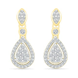 Pear Cluster Drop Diamond Earrings