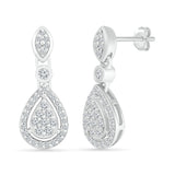 Pear Cluster Drop Diamond Earrings
