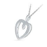 Mini Open Heart Diamond Silver Pendant