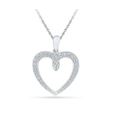 Mini Open Heart Diamond Silver Pendant