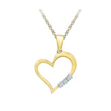romantic three diamond heart pendant in 14k and 18k Gold online for women