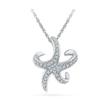 Silver Star Pendant with Prong Set Round Diamonds