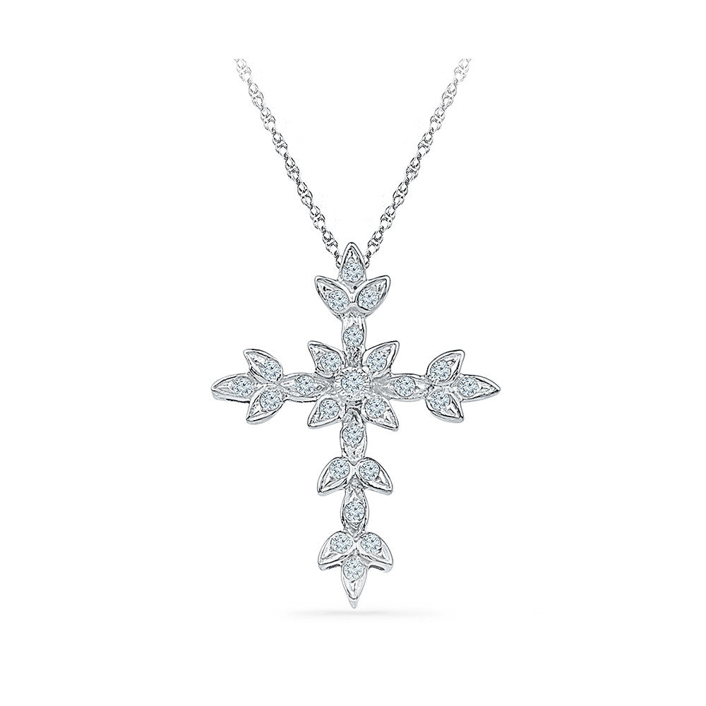 Men's Silver Diamond Cross Necklace | Lord's Guidance